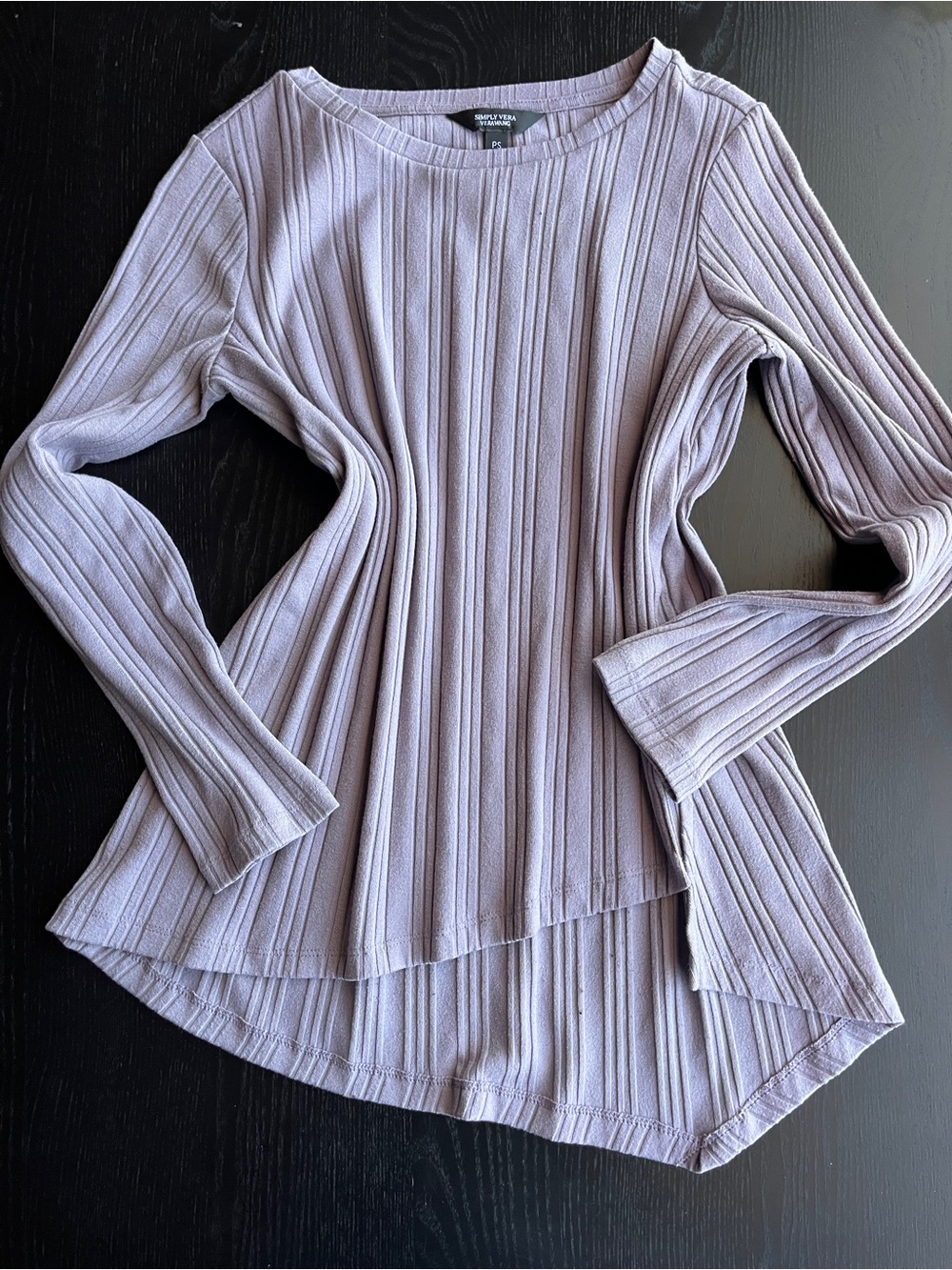 Simply Vera Vera Wang Lavender Gray Ribbed Asymmetrical Tunic Top PS
